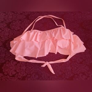 Peach Padded Ruffled Swim Top🏵️